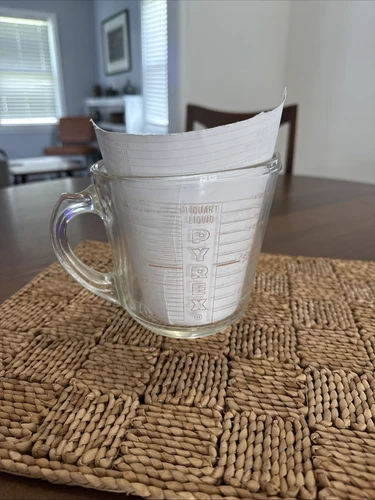 Vintage Pyrex #532 D Handle 4-Cup 1-Quart Red Lettering Glass Measuring Cup USA