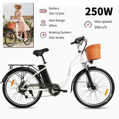 DYU C6 Elektrofahrrad 350VV 36V 12.5Ah Elektro Citybike Damen E-Bike 60KM  6-Gang | eBay.de
