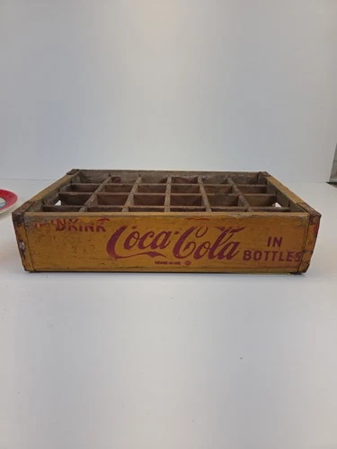 Vintage Coca-Cola 24 Bottle Wood Crate Case Box Yellow & Red