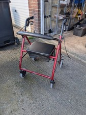 Careco 4 Wheeled Mobility Walker Rollator With Backrest And Bag - Red Good Cond.