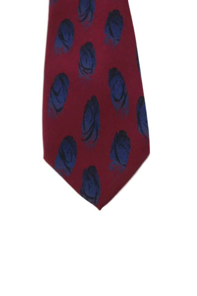 Corbata clásica estampada de seda roja azul marino Valentino Cravatte para hombre Foto 2 de 4