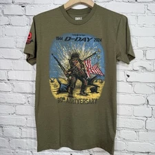 Zero Foxtrot Mens RARE T Shirt Size S Olive D-Day 80th Anniversary Graphic WW2