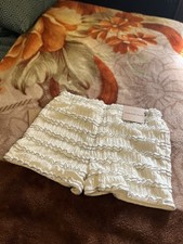 CHROME RIOT Women's White Striped Pull-On Athletic Shorts Size L