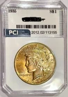1935 Rare Date  Peace Dollar  Gem BU ++++ Beautiful Rainbow Color Toned