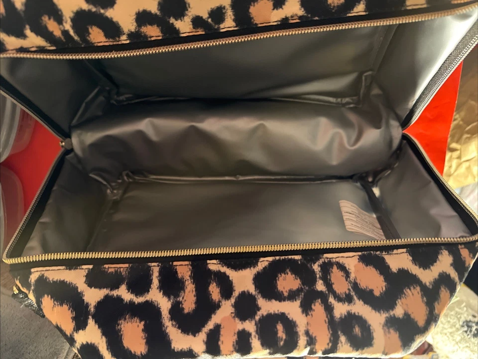 SACOLA DE ALMOÇO FIT & FRESH COM ISOLAMENTO DE LEOPARDO COM 2 RECIPIENTES. NOVO EM FOLHA COM ETIQUETAS - Imagem 4 de 4