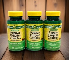 3 Pack Spring Valley Papaya Enzyme Complex Chewable 540 Count. Digestion  2/28.