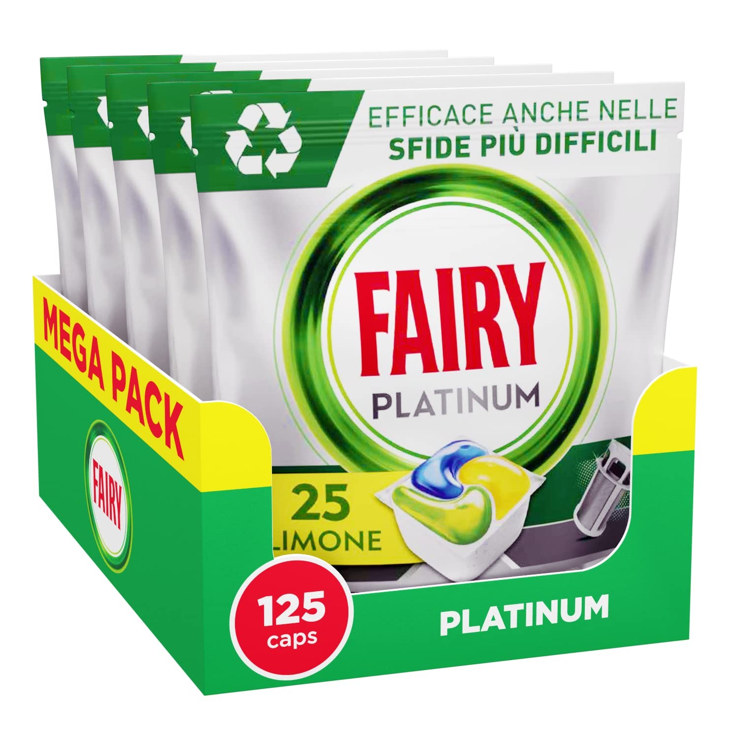 Fairy Platinum 125 Capsule Limone: Detersivo Lavastoviglie Professionale