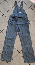 ROUND HOUSE Hickory Stripe Double Knee Bib Overalls Carpenter Tool Pouch Sz36/34