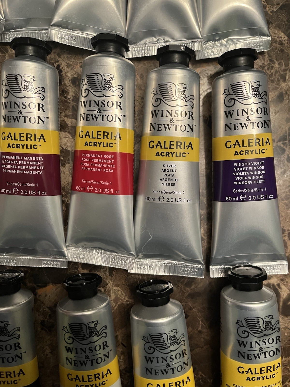Winsor & Newton Galeria Acrylic Paint Set - Lot Of  18 x 60ml (2oz) Tubes