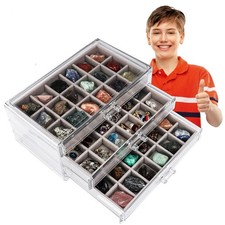 Rock Collection Box for Kids - Display Case for Collectibles - Storage and Di...
