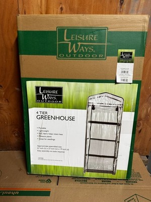 Leisure Ways 4 Shelf Outdoor Greenhouse Plant Stand Garden Rack NEW