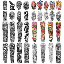 Full Arm Temporary Tattoos 8 Sheets and Half Arm Shoulder Waterproof Tattoos ...