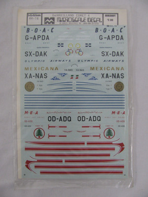 Microscale 1/144 DeHavilland Comet BOAC Olympic Mexican Middle East Decals New!