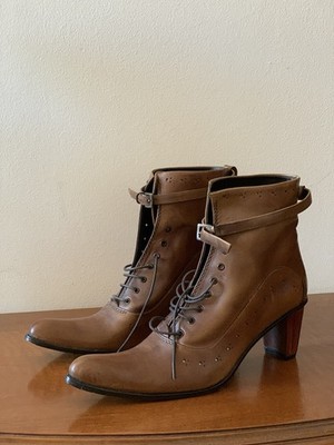 Tosca Blue Lace Up Genuine Leather Vintage Mary Jane Ankle Boots Boots