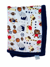 2019 Lambs  Ivy All Star Sports Lion Monkey Giraffe Sherpa Blanket 30" X 39"