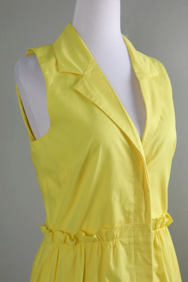 ELIZA J NUEVO CON ETIQUETAS $128 Amarillo Sólido Plisado Cintura Camisa Vestido con Máscara Conjunto Talla 8 Foto 3 de 4