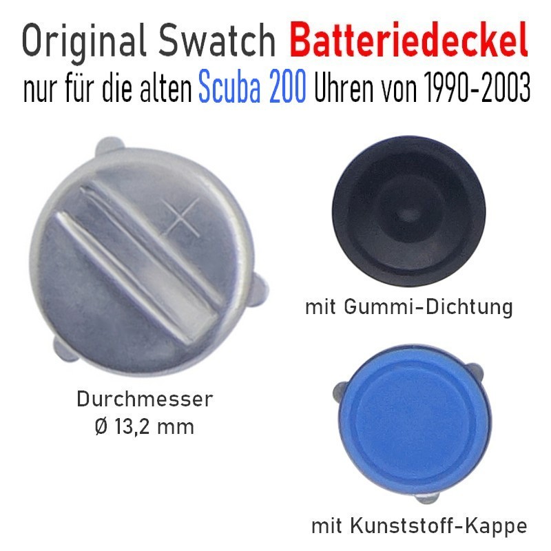 ✅ TAPA BATERÍA SWATCH ORIGINAL para SCUBA, a. Ø 13,2mm, con junta azul.