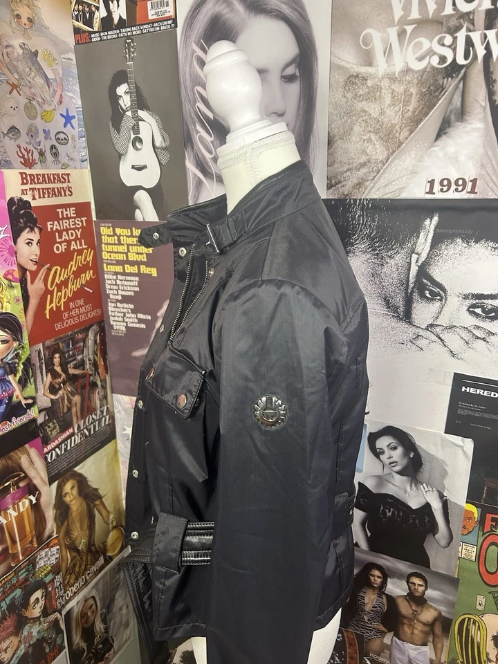 BELSTAFF Gold Label Moto Biker Womens Small Trialmaster Leather Belted Black - Image 2 of 4