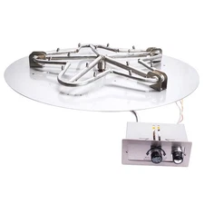 HPC Fire Flame Sense Gas Fire Pit Kit, 30" Pan 24" Penta Torp Burner, LP Bulk