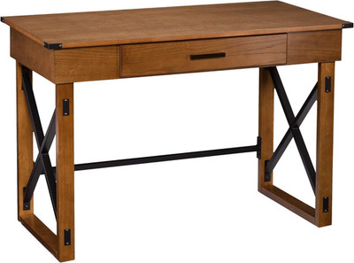 Canton Adjustable Height Desk with Hidden Storage - Distressed Pine & Black