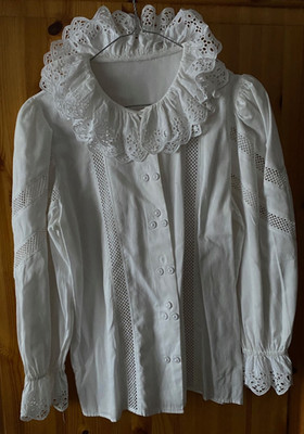 Gr.36 Trachtenbluse weiß Bluse Distler Baumwolle Langarm TOP