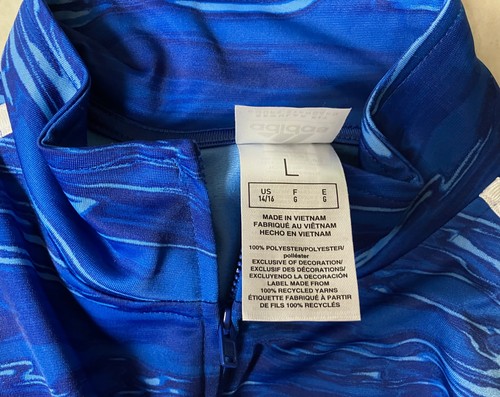 Adidas Regular Fit Woman's Blue & White Used Light Jacket Large 14/16 - Picture 8 of 8