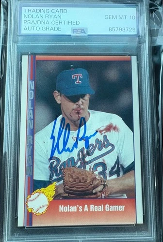 Nolan Ryan 1991 Pacific Nolan's A Real Gamer Autograph Card #92 PSA/DNA 10