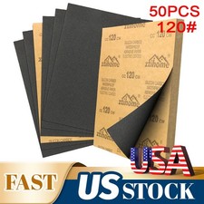 120 Grit Sandpaper 50 Pcs Sanding Sheets Wet Dry Use for Auto and Home Polishing