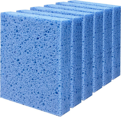 Cellulose Sponges, Large Size 4'' x 6'' x 1'' - Heavy Duty Scrub Kitchen Sponge, Cl