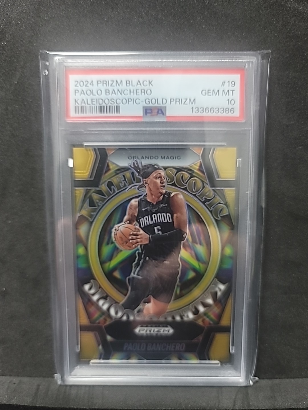 2024 Prizm Black Kaleidoscopic Paolo Banchero #19 Gold Prizm /10 PSA 10 POP 3