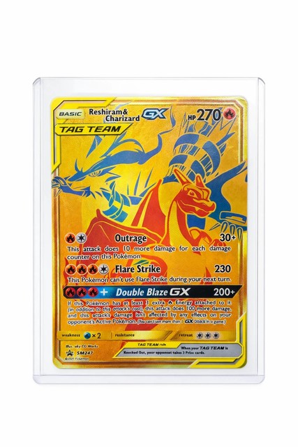 Reshiram & Charizard GX SM247 Gold Tag Team Black Star Promo Pokemon TCG Card