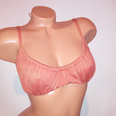 Victoria Secret Swim Bikini Top 32DD Ginger Gold Shimmer Scrunch Tie Back New