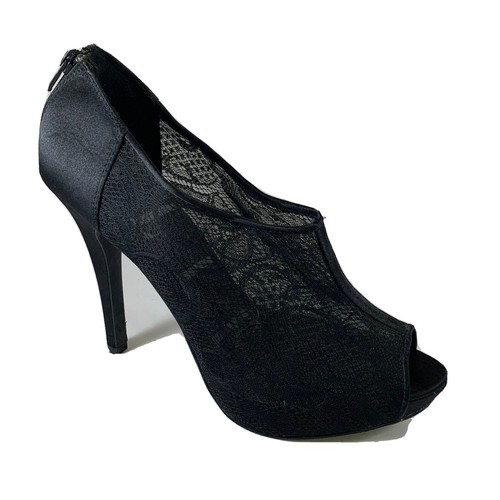 Lace Stiletto Back Zipper Heels Shoes 