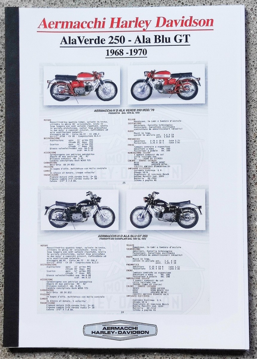 AERMACCHI HARLEY-DAVIDSON ALA BLU GT/ALA VERDE 1968/70 MANUALE