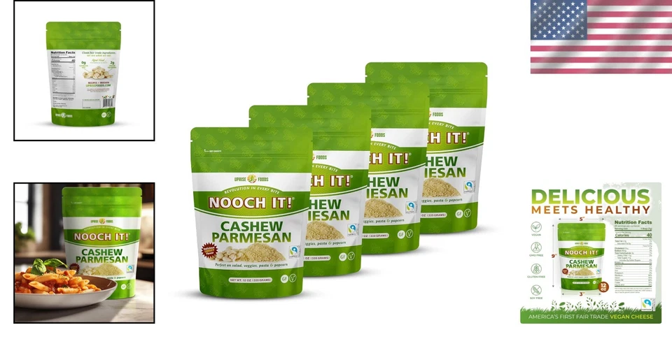 NOOCH IT! Anacardo a base de plantas parmesano 12 oz - alternativa nutritiva al queso vegano Foto 2 de 4