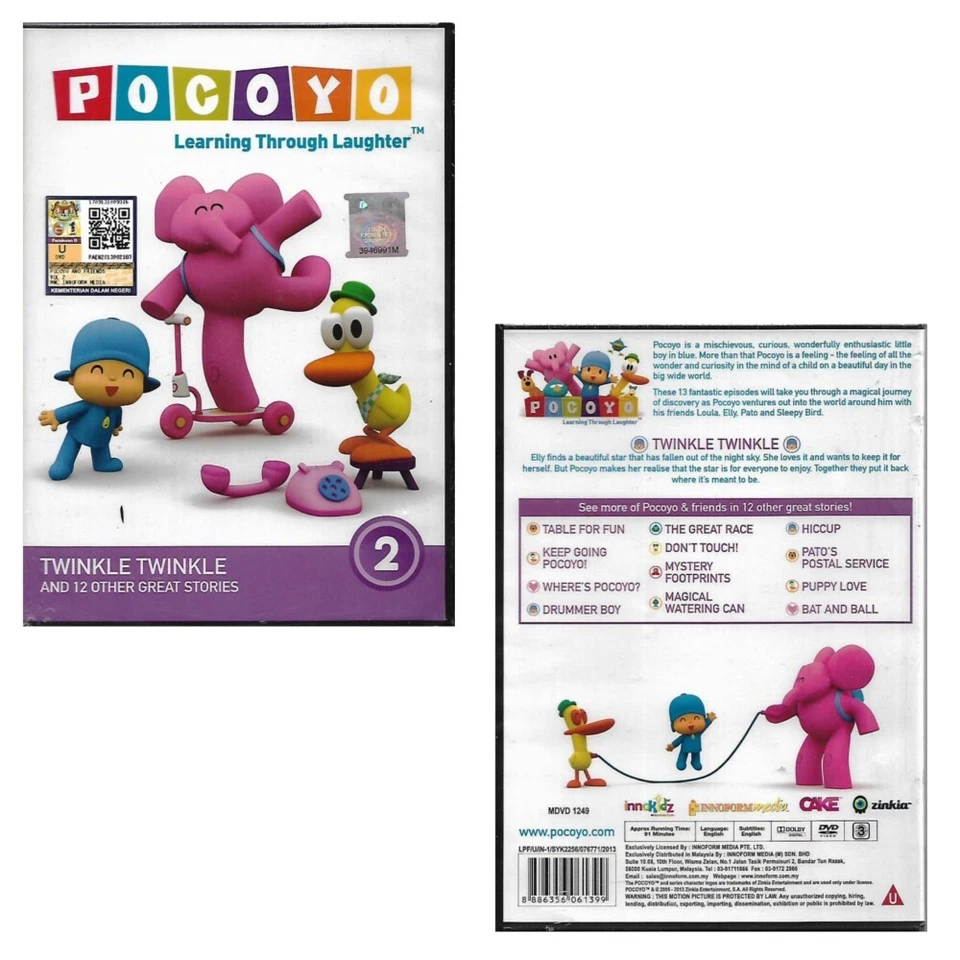 Pocoyo Learning Through Laughter DVD Season 1 Twinkle Twinkle 13 Story Free Ship - Immagine 3 di 4
