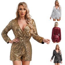 Womens Playsuit Special Catsuit Ballroom Jumpsuit Adult Dancewear Shiny Romper