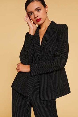 MARELLA Max Mara Giacca Blazer donna nera righe in lana Virgin wool blend  jacket | eBay