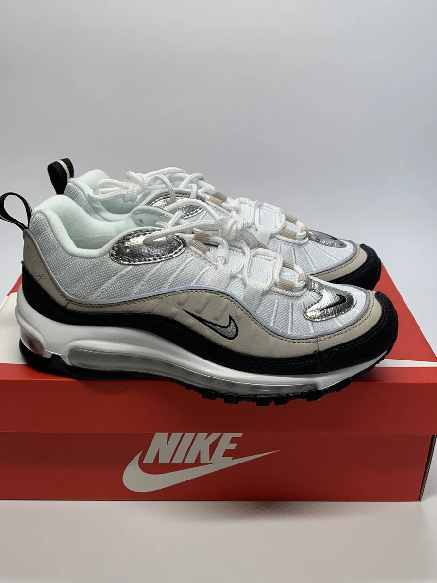 Mentalidad capitalismo profesor Nike Air Max 98 Running Sneaker White/Black/Silver AH6799-116 Women&#039;s  shoes | eBay