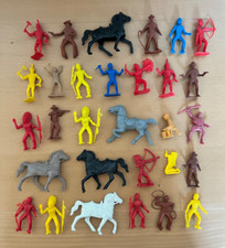Vintage Lot Mostly MPC Various Western Mini Figures Cowboys Indians Horses etc.