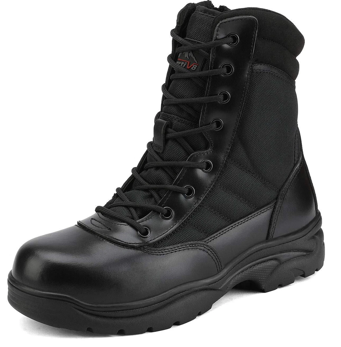 Zip Leather Upper Black Boots for Men for sale | eBay