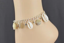 Silver Shell anklet seashell adjustable ankle bracelet 8 - 11 inches anklette
