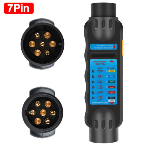 12V 7 Pin Car Trailer Towing Lights Plug&Socket Cable Wiring Circuit Tester Blk - Picture 2 of 11