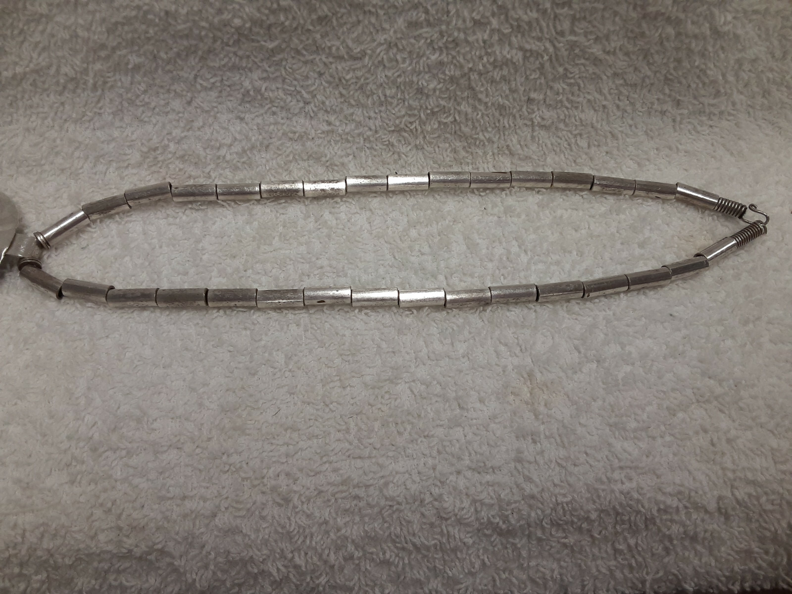 Handmade Solid Silver Beaded Necklace w/Pendant &… - image 5