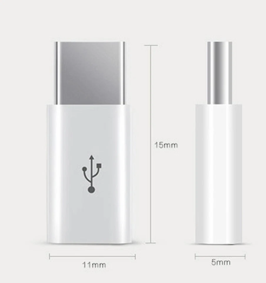 Adaptateur universel Micro USB Femelle Vers USB Type C 3.1 Mâle Noir ou Blanc - Photo 3/4