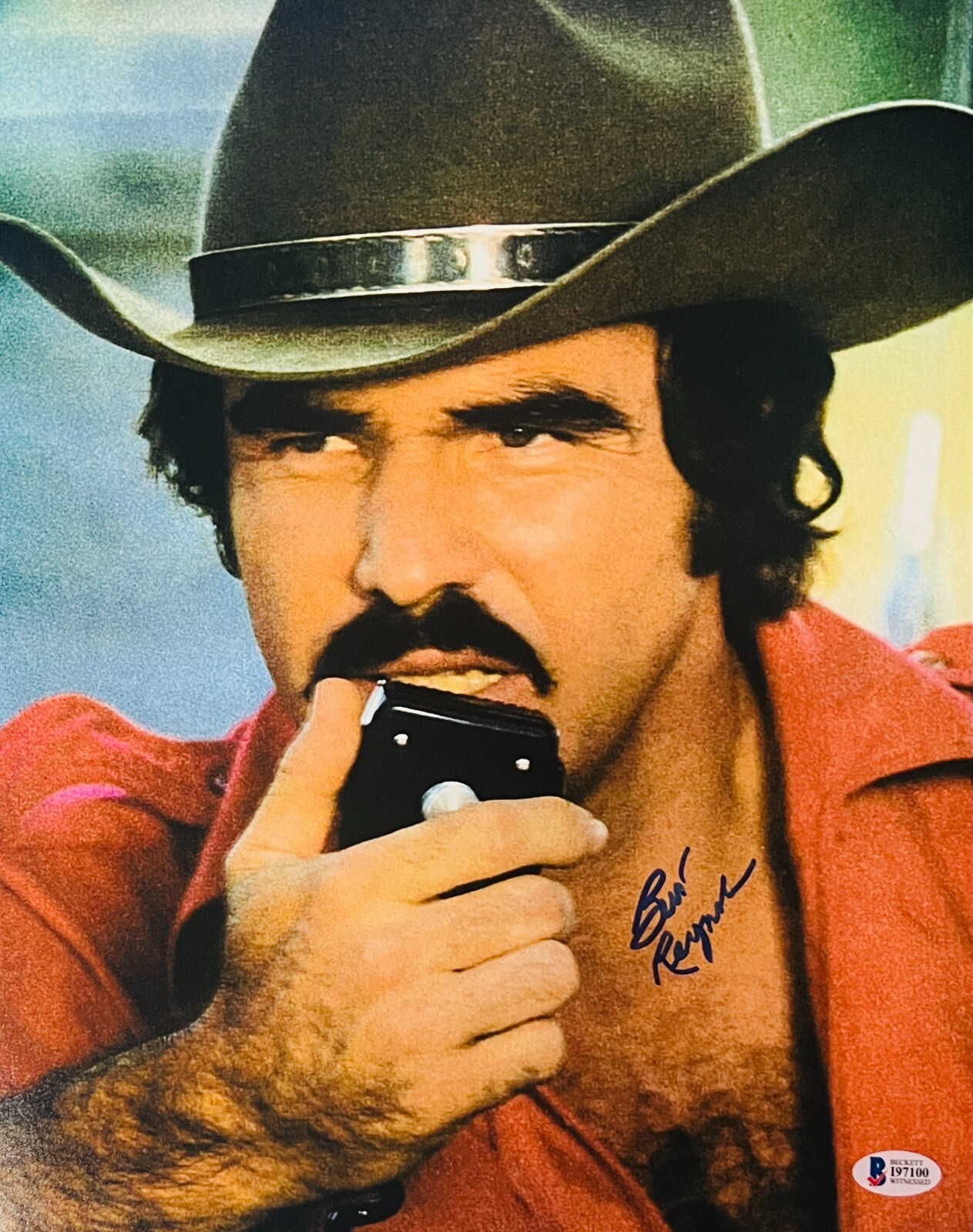 Burt Reynolds Autographed Signed 11x14 Smokey and the Bandit Photo Beckett BAS Witnessed COA 