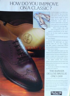 BARKER of Earls Barton Herren Brogue Schuhe ADVERT #2 Vintage 1988 Print Ad E04/48