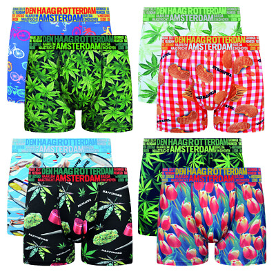 Herren Boxershorts 3er Pack Amsterdam Cannabis Unterwäsche Baumwolle Retroshort