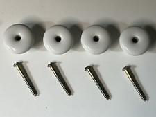Lot of 4 Vintage White Porcelain Cabinet or Drawer Knobs - 1 1/4  Wide, 1  High