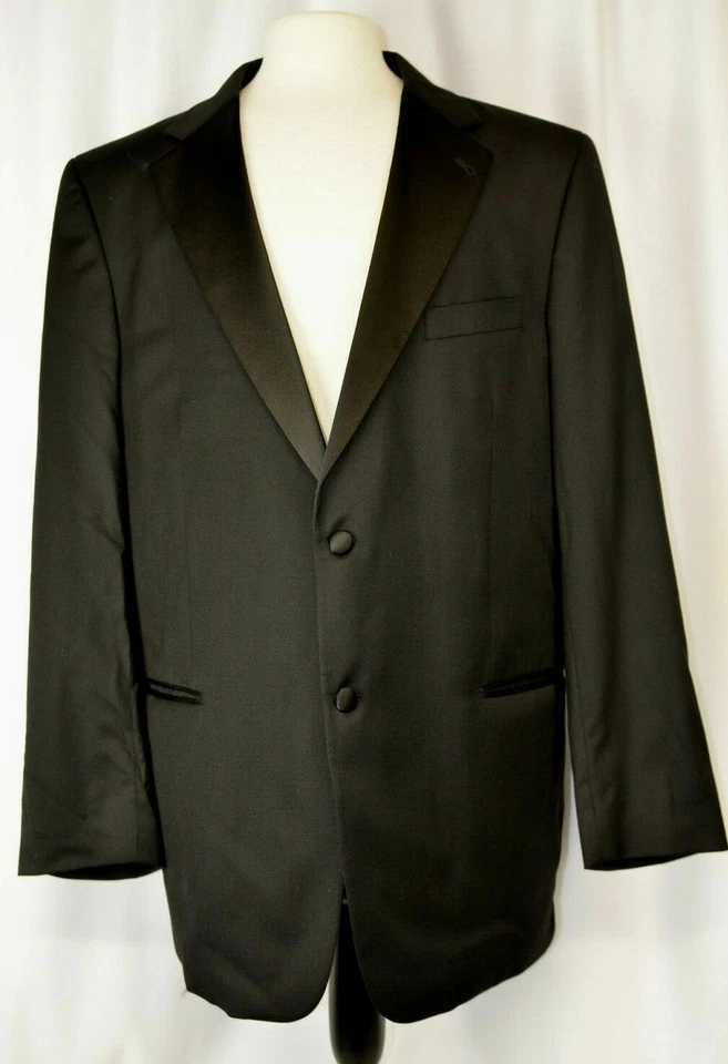 Joseph Abboud Men's Tuxedo Size 44 Black Formal Wedding Two Button Wool  - Image 2 of 4